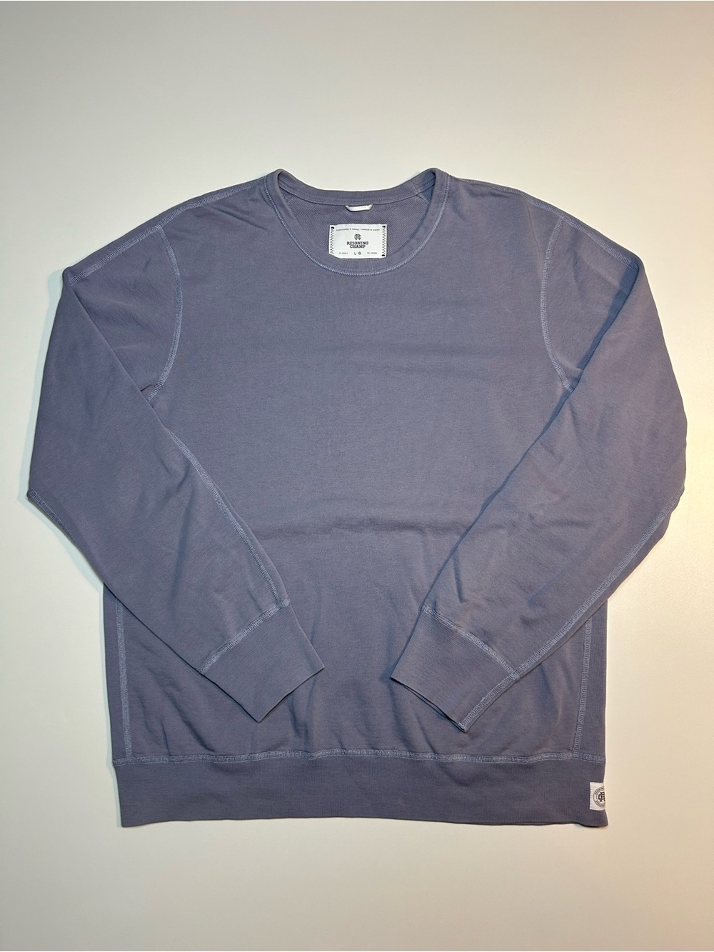 Reigning Champ Slate Blue Lightweight Terry Crewneck Sweatshirt Mens L Canada